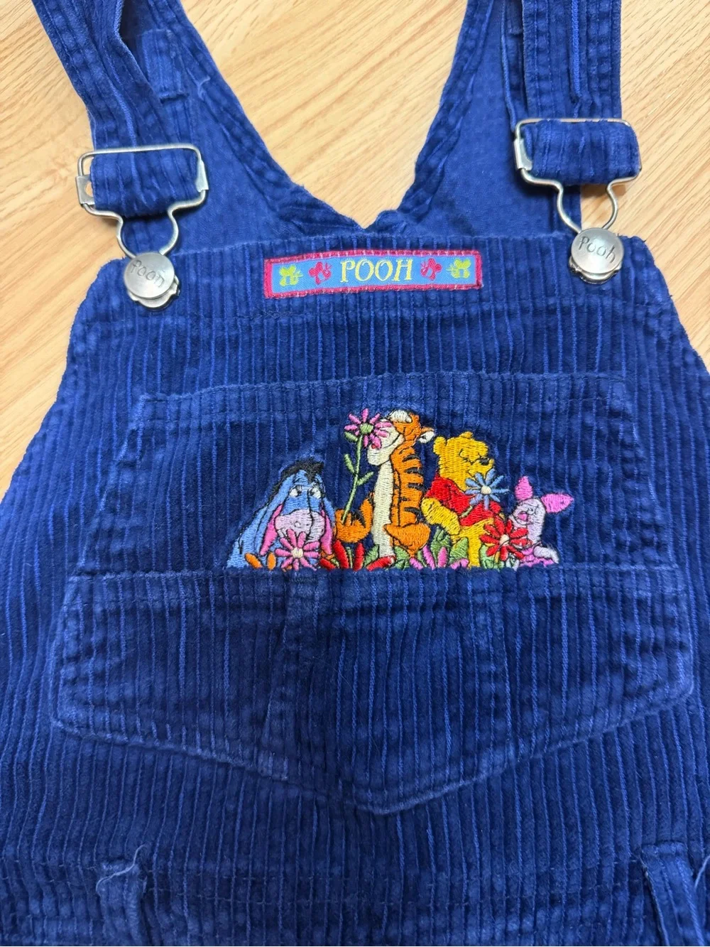 Vintage Disney Winnie the Pooh Corduroy Overalls Girls 10 Embroidered Y2K